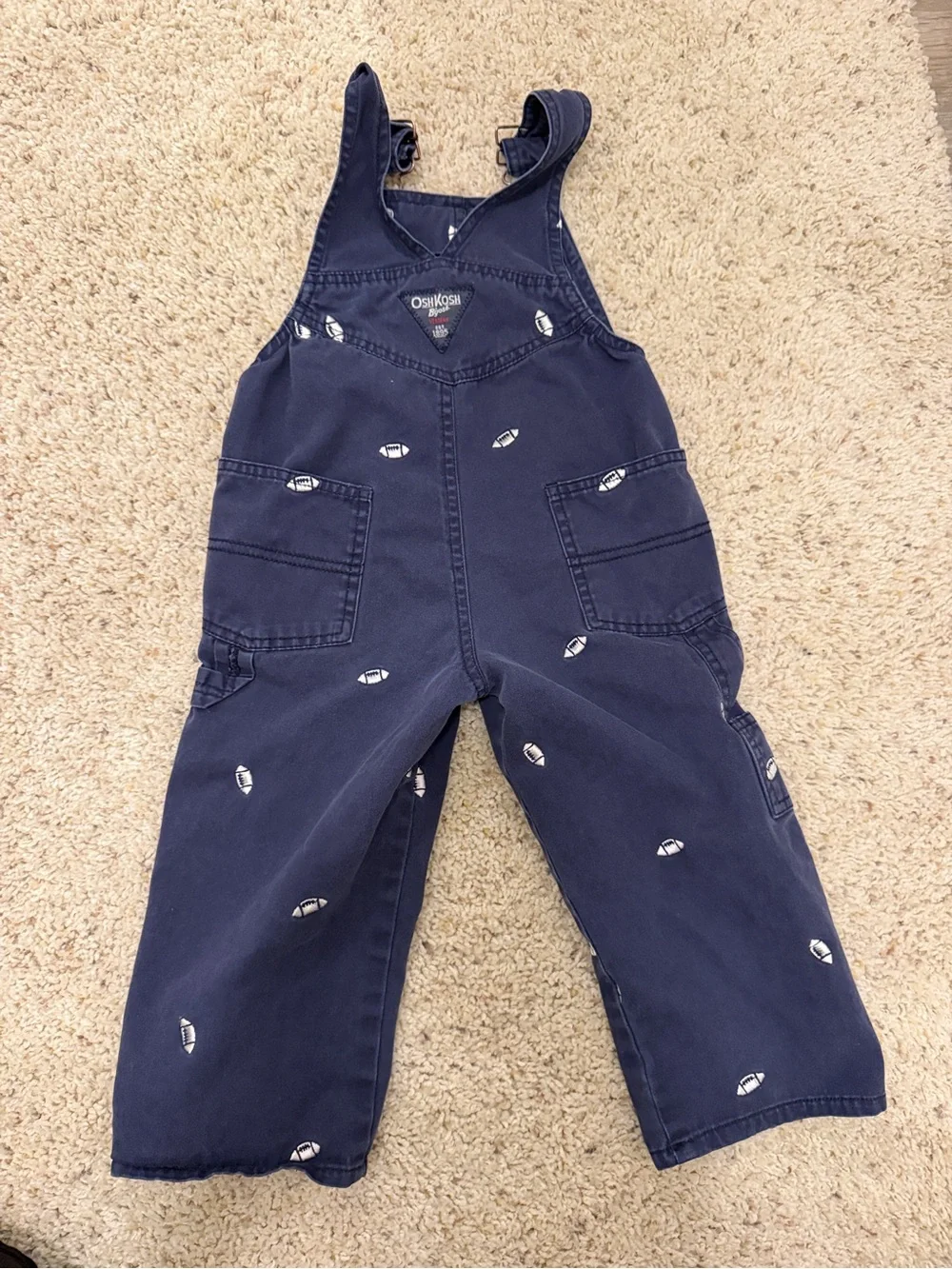OshKosh B'gosh Navy Overalls with Football Embroidery